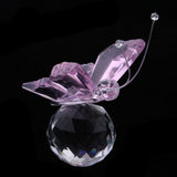 Max Crystal Flying Butterfly with Ball Base Figurine Cut Glass Ornament Pink