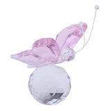 Max Crystal Flying Butterfly with Ball Base Figurine Cut Glass Ornament Pink