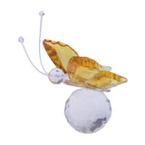 Max Crystal Flying Butterfly with Ball Base Figurine Cut Glass Ornament Yellow