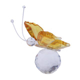 Max Crystal Flying Butterfly with Ball Base Figurine Cut Glass Ornament Yellow