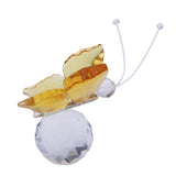 Max Crystal Flying Butterfly with Ball Base Figurine Cut Glass Ornament Yellow