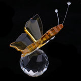 Max Crystal Flying Butterfly with Ball Base Figurine Cut Glass Ornament Yellow