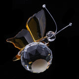 Max Crystal Flying Butterfly with Ball Base Figurine Cut Glass Ornament Yellow
