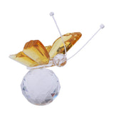 Max Crystal Flying Butterfly with Ball Base Figurine Cut Glass Ornament Yellow