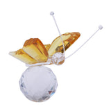 Max Crystal Flying Butterfly with Ball Base Figurine Cut Glass Ornament Yellow