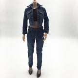 Maxbell 1/6 Scale Denim Jacket Jeans Vest High Heel Shoes Set for 12" Action Figures