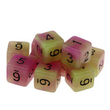 Max 6-Sided Dice Noctilucent Dices Set for D&D TRPG Cup Game Purple + Green