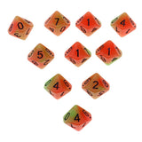Max Multi-Sided Dice Noctilucent D10 Dice Set for D&D TRPG Game Orange+Green
