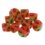 Max Multi-Sided Dice Noctilucent D10 Dice Set for D&D TRPG Game Orange+Green