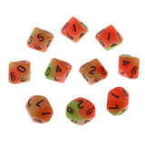 Max Multi-Sided Dice Noctilucent D10 Dice Set for D&D TRPG Game Orange+Green