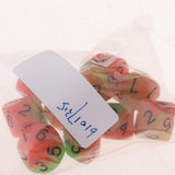 Max Multi-Sided Dice Noctilucent D10 Dice Set for D&D TRPG Game Orange+Green