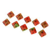 Max Multi-Sided Dice Noctilucent D10 Dice Set for D&D TRPG Game Orange+Green