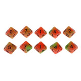 Max Multi-Sided Dice Noctilucent D10 Dice Set for D&D TRPG Game Orange+Green
