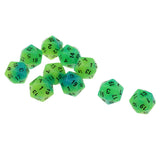 Max 10pcs Luminous Multi-Sided Dice Noctilucent D20 Dice Set for D&D TRPG Game Blue+Green