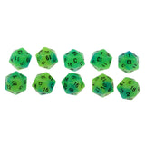 Max 10pcs Luminous Multi-Sided Dice Noctilucent D20 Dice Set for D&D TRPG Game Blue+Green