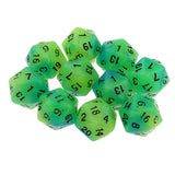 Max 10pcs Luminous Multi-Sided Dice Noctilucent D20 Dice Set for D&D TRPG Game Blue+Green
