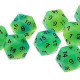 Max 10pcs Luminous Multi-Sided Dice Noctilucent D20 Dice Set for D&D TRPG Game Blue+Green