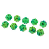 Max 10pcs Luminous Multi-Sided Dice Noctilucent D20 Dice Set for D&D TRPG Game Blue+Green