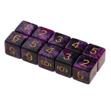 Max 10x 6-sided Game Dice 16mm Dice for Board Games /Teaching Math Purple+Black