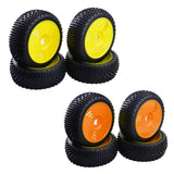 Max 4Pcs 17mm Hub Wheel Rim & Rubber Tire Tyres for 1:8 RC Buggy Truggy Orange