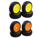 Max 4Pcs 17mm Hub Wheel Rim & Rubber Tire Tyres for 1:8 RC Buggy Truggy Orange