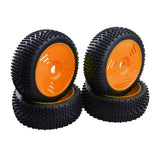 Max 4Pcs 17mm Hub Wheel Rim & Rubber Tire Tyres for 1:8 RC Buggy Truggy Orange