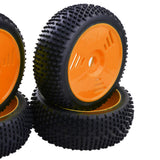 Max 4Pcs 17mm Hub Wheel Rim & Rubber Tire Tyres for 1:8 RC Buggy Truggy Orange