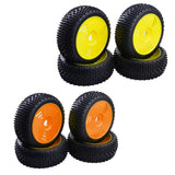 Max 4Pcs 17mm Hub Wheel Rim & Rubber Tire Tyres for 1:8 RC Buggy Truggy Orange