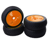 Max 4Pcs 17mm Hub Wheel Rim & Rubber Tire Tyres for 1:8 RC Buggy Truggy Orange