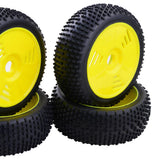 Max 4Pcs 17mm Hub Wheel Rim & Rubber Tire Tyres for 1:8 RC Buggy Truggy Yellow