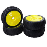 Max 4Pcs 17mm Hub Wheel Rim & Rubber Tire Tyres for 1:8 RC Buggy Truggy Yellow