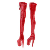 Max 1/6 Women Over The Knee High Heel Boots Shoes for 12'' Action Figures Red