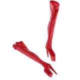 Max 1/6 Women Over The Knee High Heel Boots Shoes for 12'' Action Figures Red