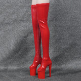 Max 1/6 Women Over The Knee High Heel Boots Shoes for 12'' Action Figures Red