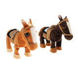 Max Electric Walking and Singing Horse Plush Stuffed Pony on a Leash Orange