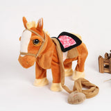 Max Electric Walking and Singing Horse Plush Stuffed Pony on a Leash Orange