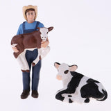 Max Simulation Farm Animal Figures Plastic Farm Animals Toy with Farmer & 4 Cows