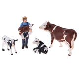 Max Simulation Farm Animal Figures Plastic Farm Animals Toy with Farmer & 4 Cows