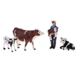 Max Simulation Farm Animal Figures Plastic Farm Animals Toy with Farmer & 4 Cows