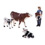 Max Simulation Farm Animal Figures Plastic Farm Animals Toy with Farmer & 4 Cows