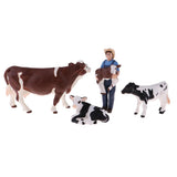 Max Simulation Farm Animal Figures Plastic Farm Animals Toy with Farmer & 4 Cows