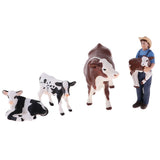 Max Simulation Farm Animal Figures Plastic Farm Animals Toy with Farmer & 4 Cows