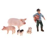 Max Simulation Farm Animal Figures Plastic Farm Animals Toy with Farmer & 4 Pigs