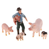 Max Simulation Farm Animal Figures Plastic Farm Animals Toy with Farmer & 4 Pigs