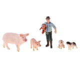 Max Simulation Farm Animal Figures Plastic Farm Animals Toy with Farmer & 4 Pigs