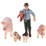 Max Simulation Farm Animal Figures Plastic Farm Animals Toy with Farmer & 4 Pigs