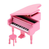 Max Classical Miniature Piano Music Box with Bench Pink Happy birthday