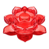 Max Buddhism Worship Lotus Flower Crystal Candle Holders Home Decoration Red