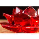 Max Buddhism Worship Lotus Flower Crystal Candle Holders Home Decoration Red