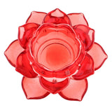 Max Buddhism Worship Lotus Flower Crystal Candle Holders Home Decoration Red